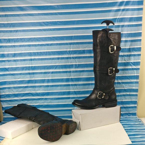 GENUINE LEATHER COUNTRY ENGLISH TALL FULL ZIP RIDING Moto Biker BOOT 7US/5UK - Picture 4 of 9